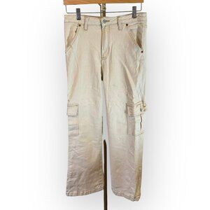 S.O.N.G Cargo Street Jean Stretch Cotton in Cream w/ Tan Hem Womens 11/30